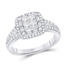  14k White Gold Princess Diamond Cluster Bridal Wedding Engagement Ring 1 Cttw