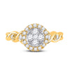 10k Yellow Gold Womens Round Diamond Cluster Halo Ring 1/2 Cttw
