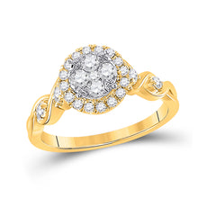  10k Yellow Gold Womens Round Diamond Cluster Halo Ring 1/2 Cttw
