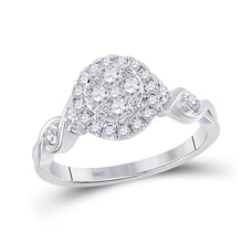  10k White Gold Womens Round Diamond Cluster Halo Ring 1/2 Cttw