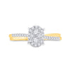 10k Yellow Gold Womens Round Diamond Oval Cluster Ring 1/4 Cttw