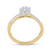 10k Yellow Gold Womens Round Diamond Oval Cluster Ring 1/4 Cttw