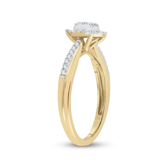 10k Yellow Gold Womens Round Diamond Oval Cluster Ring 1/4 Cttw