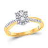 10k Yellow Gold Womens Round Diamond Oval Cluster Ring 1/4 Cttw
