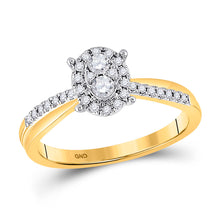  10k Yellow Gold Womens Round Diamond Oval Cluster Ring 1/4 Cttw