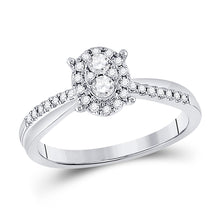  10k White Gold Womens Round Diamond Oval Cluster Ring 1/4 Cttw