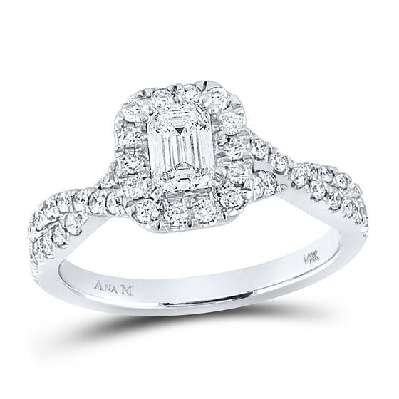 14k White Gold Emerald Diamond Solitaire Bridal Wedding Engagement Ring 1 Cttw