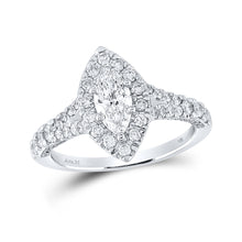  14k White Gold Marquise Diamond Halo Bridal Wedding Engagement Ring 1-1/4 Cttw