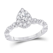  14k White Gold Pear Diamond Halo Bridal Wedding Engagement Ring 1 Cttw