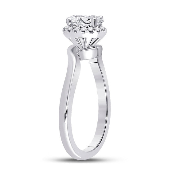 14k White Gold Oval Diamond Halo Bridal Wedding Engagement Ring 3/4 Cttw