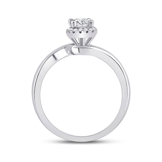 14k White Gold Oval Diamond Halo Bridal Wedding Engagement Ring 3/4 Cttw