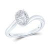 14k White Gold Oval Diamond Halo Bridal Wedding Engagement Ring 3/4 Cttw