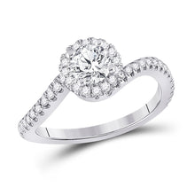  14k White Gold Round Diamond Halo Bridal Wedding Engagement Ring 1 Cttw
