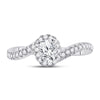 14k White Gold Oval Diamond Halo Bridal Wedding Engagement Ring 3/4 Cttw