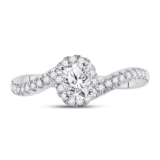14k White Gold Oval Diamond Halo Bridal Wedding Engagement Ring 3/4 Cttw