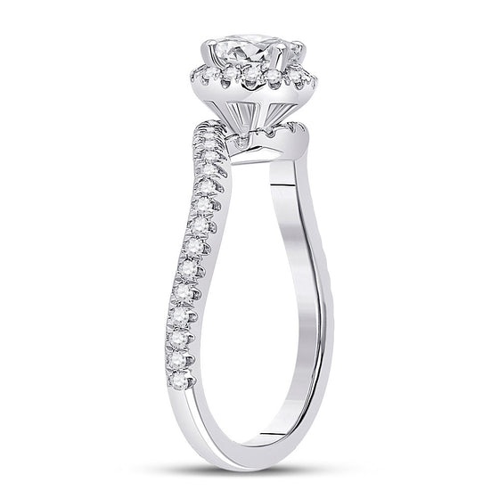 14k White Gold Oval Diamond Halo Bridal Wedding Engagement Ring 3/4 Cttw