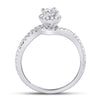 14k White Gold Oval Diamond Halo Bridal Wedding Engagement Ring 3/4 Cttw
