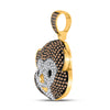 10k Yellow Gold Mens Round Brown Diamond Monkey Animal Charm Pendant 1 Cttw