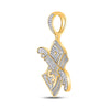 10k Yellow Gold Mens Round Diamond Flying Dollar Money Charm Pendant 1/2 Cttw
