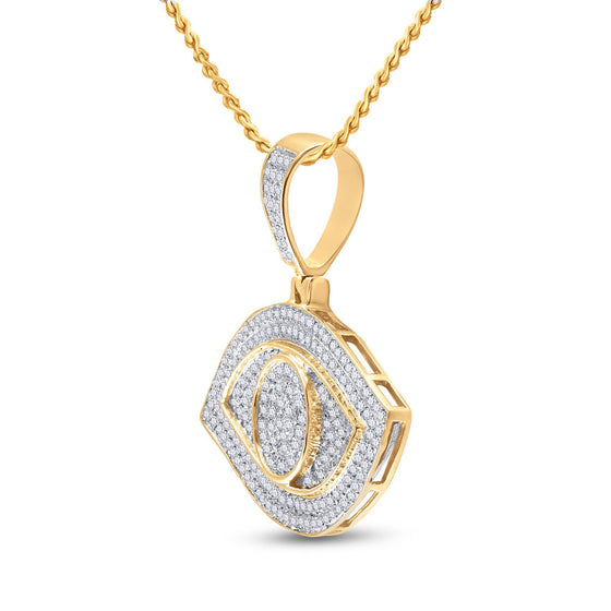 10k Yellow Gold Mens Round Diamond All Seeing Eye Charm Pendant 5/8 Cttw