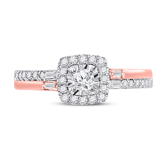 10k Two-tone Gold Round Diamond Solitaire Bridal Wedding Engagement Ring 1/2 Cttw