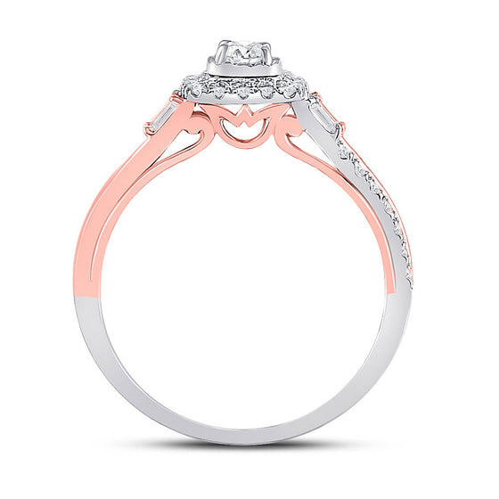 10k Two-tone Gold Round Diamond Solitaire Bridal Wedding Engagement Ring 1/2 Cttw