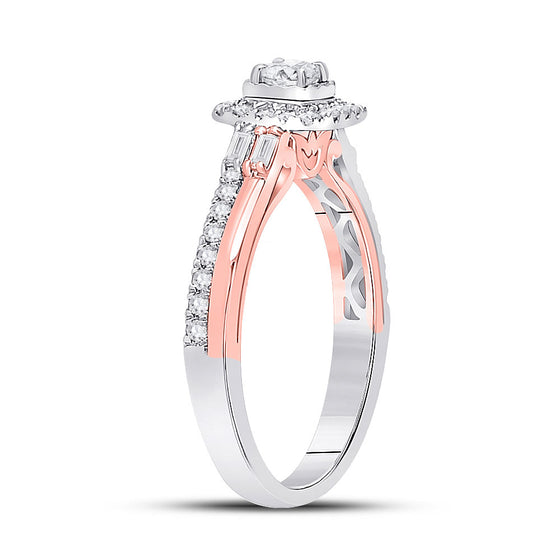 10k Two-tone Gold Round Diamond Solitaire Bridal Wedding Engagement Ring 1/2 Cttw