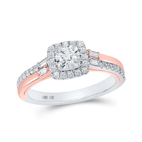 10k Two-tone Gold Round Diamond Solitaire Bridal Wedding Engagement Ring 1/2 Cttw
