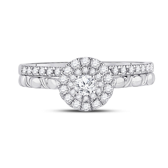 10k Two-tone Gold Round Diamond Bridal Wedding Ring Band Set 1/2 Cttw