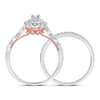 10k Two-tone Gold Round Diamond Bridal Wedding Ring Band Set 1/2 Cttw