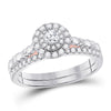 10k Two-tone Gold Round Diamond Bridal Wedding Ring Band Set 1/2 Cttw