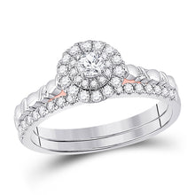  10k Two-tone Gold Round Diamond Bridal Wedding Ring Band Set 1/2 Cttw