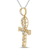 10k Yellow Gold Mens Round Diamond Ankh Cross Charm Pendant 3/8 Cttw