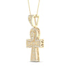 10k Yellow Gold Mens Round Diamond Ankh Cross Charm Pendant 1/2 Cttw