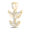 10k Yellow Gold Mens Round Diamond Anchor Wings Charm Pendant 1/3 Cttw