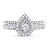 10k White Gold Round Diamond Bridal Wedding Ring Band Set 5/8 Cttw