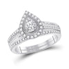 10k White Gold Round Diamond Bridal Wedding Ring Band Set 5/8 Cttw
