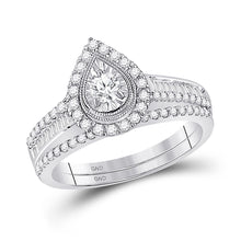 10k White Gold Round Diamond Bridal Wedding Ring Band Set 5/8 Cttw