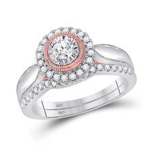  10k Two-tone Gold Round Diamond Bridal Wedding Ring Band Set 1/2 Cttw