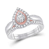 10k Two-tone Gold Round Diamond Bridal Wedding Ring Band Set 1/2 Cttw