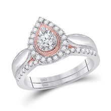  10k Two-tone Gold Round Diamond Bridal Wedding Ring Band Set 1/2 Cttw