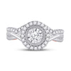 10k Two-tone Gold Round Diamond Bridal Wedding Ring Band Set 1/2 Cttw