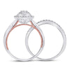 10k Two-tone Gold Round Diamond Bridal Wedding Ring Band Set 1/2 Cttw