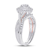 10k Two-tone Gold Round Diamond Bridal Wedding Ring Band Set 1/2 Cttw