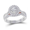10k Two-tone Gold Round Diamond Bridal Wedding Ring Band Set 1/2 Cttw