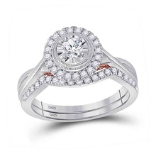  10k Two-tone Gold Round Diamond Bridal Wedding Ring Band Set 1/2 Cttw