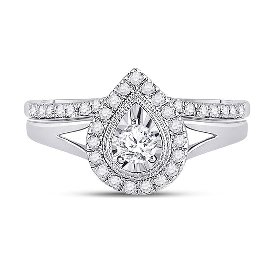 10k Two-tone Gold Round Diamond Bridal Wedding Ring Band Set 1/2 Cttw