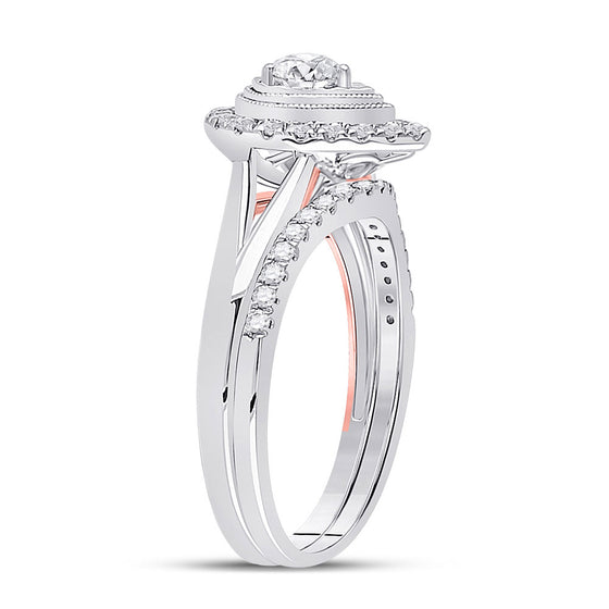 10k Two-tone Gold Round Diamond Bridal Wedding Ring Band Set 1/2 Cttw