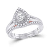 10k Two-tone Gold Round Diamond Bridal Wedding Ring Band Set 1/2 Cttw