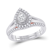  10k Two-tone Gold Round Diamond Bridal Wedding Ring Band Set 1/2 Cttw